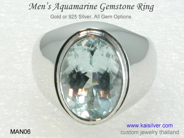 men's gemstone ring aquamarine