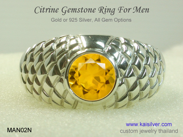men's ring with gemstone citrine