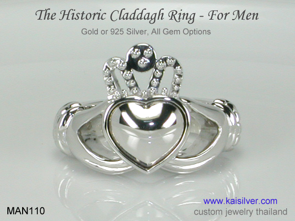 men's claddagh ring custom gold or silver