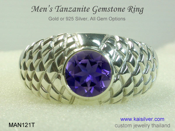 silver tanzanite ring for men