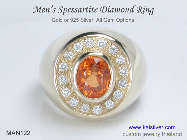 spessartine garnet ring mens