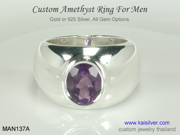 rings for men with oval gem amethyst