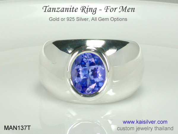 men's white gold ring with tanzanite 