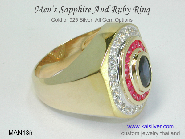Kaisilver male ring gold and silver