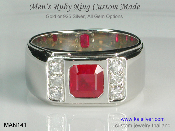 mens ruby and diamond band ring 