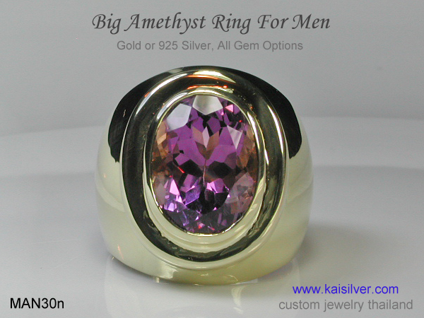 big ring mens gemstone ring amethyst