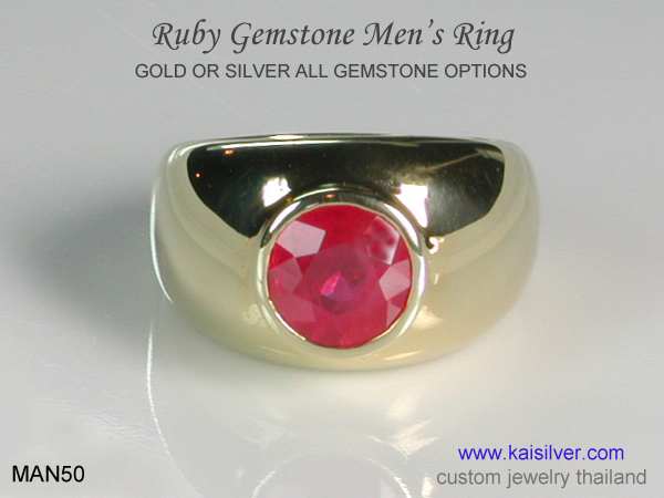 custom ruby ring for men gold or silver