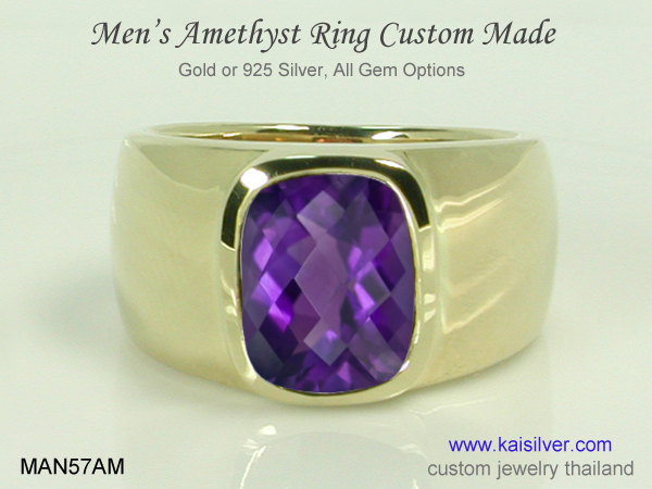 gemstone ring for men gold or silver