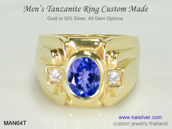 tanzanite ring for men with diamonds 