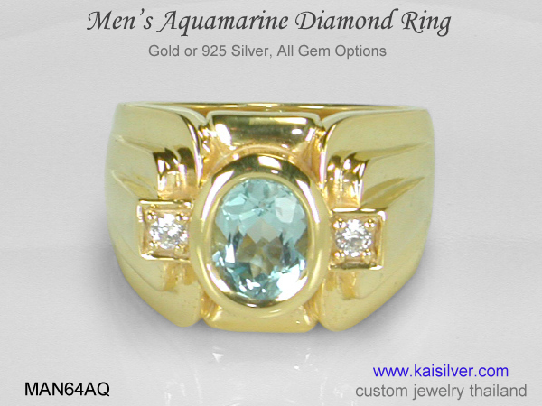 men's aquamarine gemstone ring
