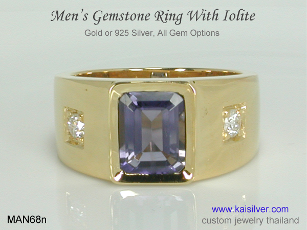mens gemstone and diamond ring