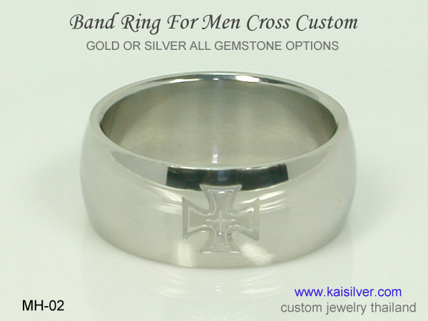 cross band ring for men gold or silver