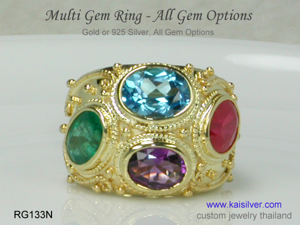 ring with many gemstones 