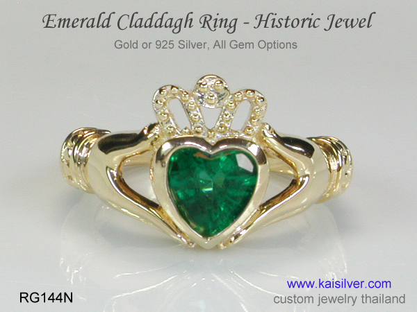 emerald heart ring custom made 