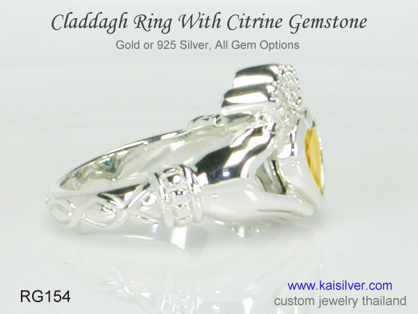 claddagh gemstone ring