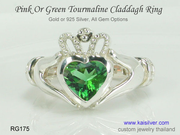 claddagh ring with gemstone