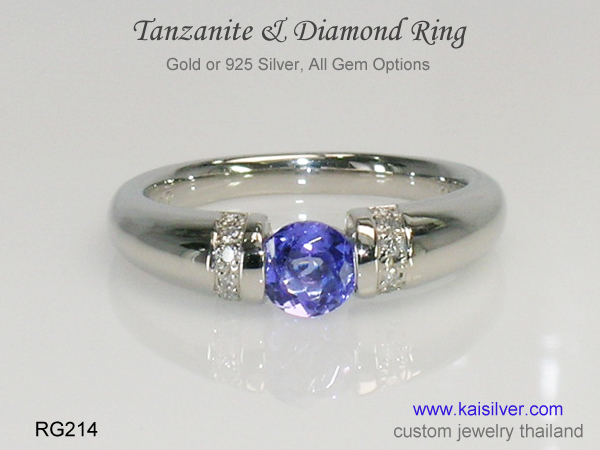 white gold diamond and tanzanite ring