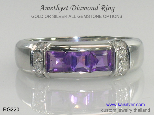 mens amethyst ring band 