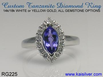 diamond ring with tanzanite