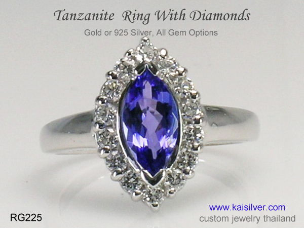 gemstone ring custom tanzanite diamond