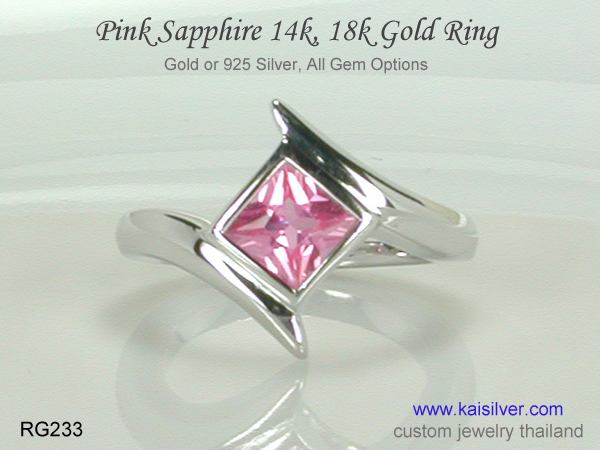 pink sapphire gold ring custom 