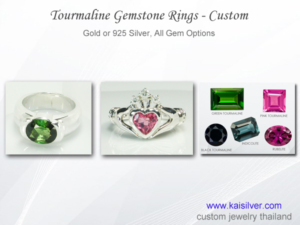 rings with tourmaline gemstones  gold or silver